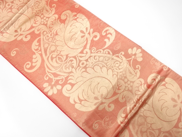 JAPANESE KIMONO / ANTIQUE FUKURO OBI / SILK / WOVEN FLORAL SARASA
